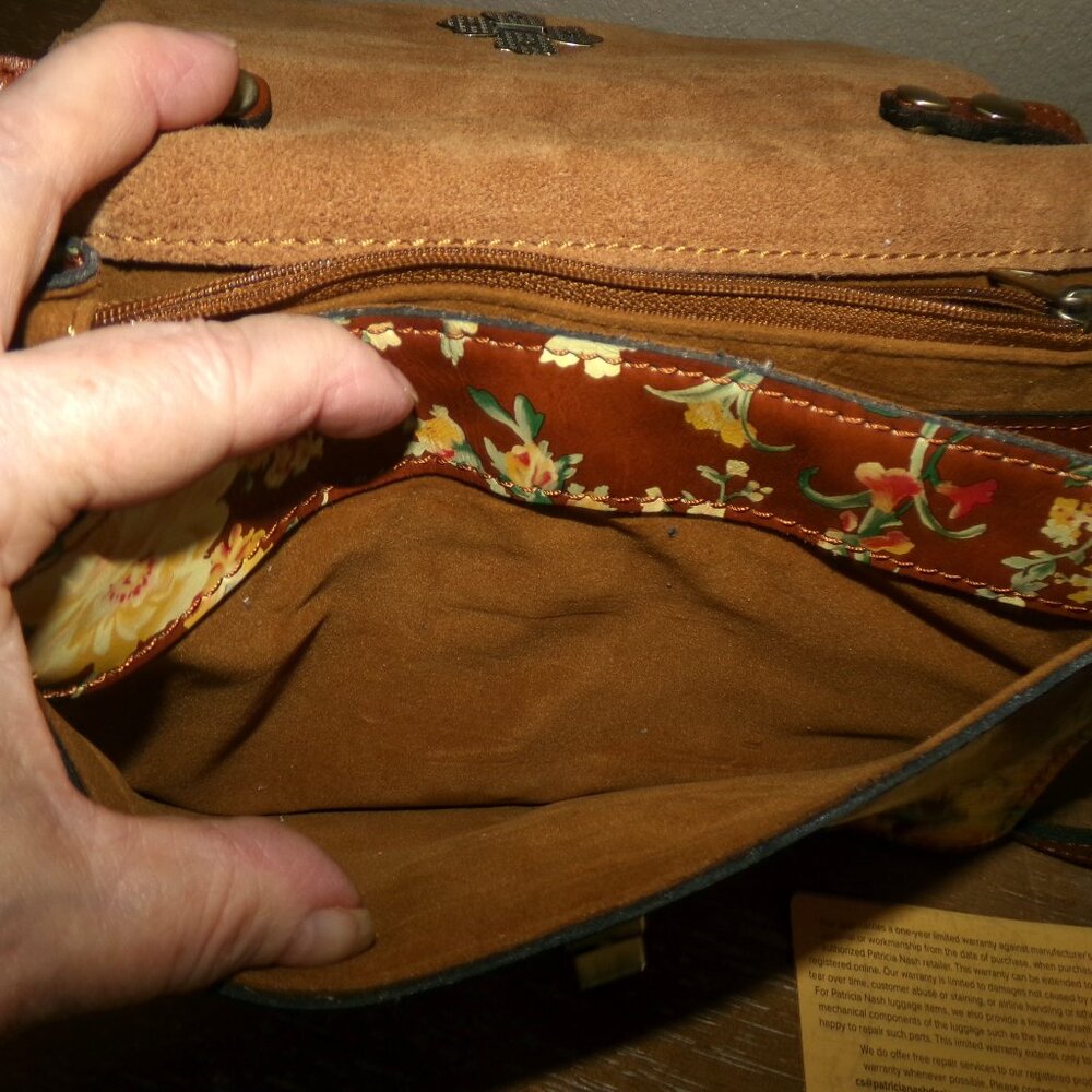 Patricia Nash Floral Leather Crossbody in Brown and Yellow - Picture 11 of 14
